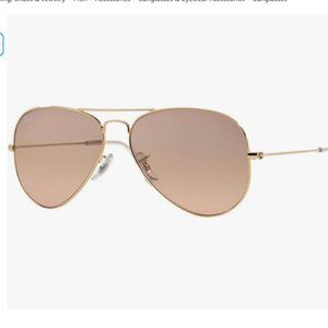 Ray Ban RB3025 Large Metal Aviator Gold Sunglasses w/ Pink Gradient Mirror Lens